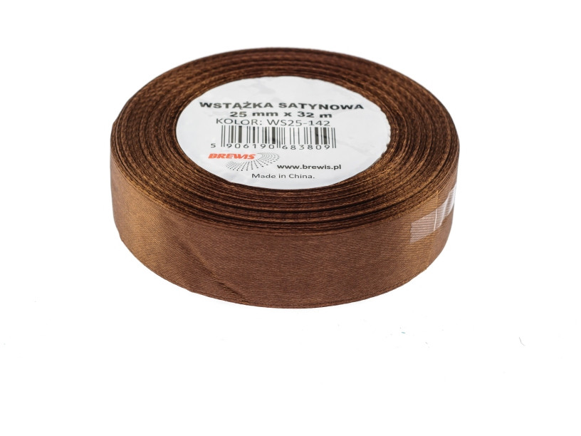 Wstążka satynowa 25mmx32m brązowa Brewis